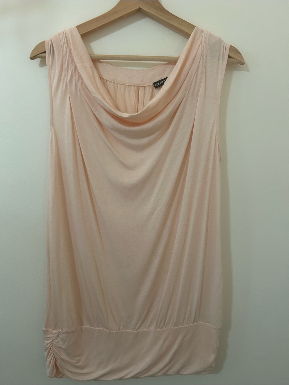 Express Blush Pink Draped Cowl Neck Ruched Side Sleeveless Top Medium